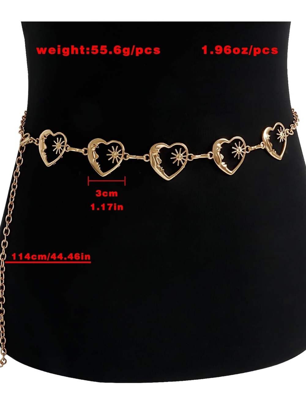 Heart Pearl Waist Chain Belt - Picture 2 of 5